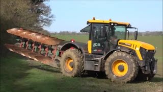 JCB 4220 Ploughing with 6 Furrow Kverneland [upl. by Sundberg197]