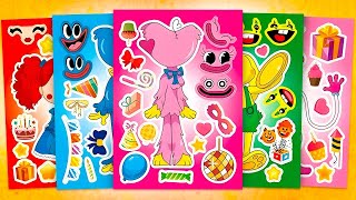 Sticker Asmr Poppy Playtime Chapter 4 Sticker Book with Huggy Wuggy Kissy Missy Mommy Long Leg [upl. by Balduin609]