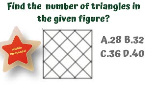 Find number of triangles in the given figureA28 B32 C36 D40 count triangle puzzle within 10sec [upl. by Airahcaz891]