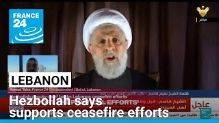 Hezbollah supports ceasefire efforts in Lebanon deputy leader says • FRANCE 24 English [upl. by Jermyn]