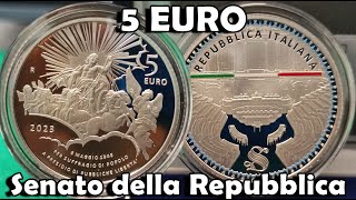 5 Euro Senato della Repubblica  Italia 2023  Moneta Argento Proof Quanto Vale Valore della Moneta [upl. by Sitnerp349]