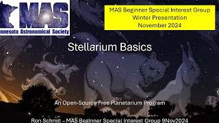 MAS BSIG Winter Presentation  November 2024  Stellarium Basics [upl. by Schafer]