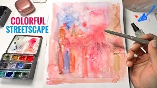 A COLORFUL Rainy Streetscape Watercolor Painting Tutorial  You DO NOT want to MISS this [upl. by Akcemat]