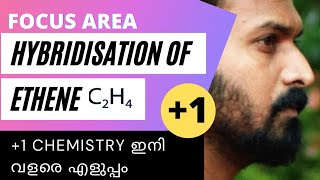 Hybridisation of Ethene C2H4  Class 11  Other examples of sp3 sp2 and sp hybridisation malayalam [upl. by Baalman]