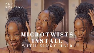 SIMPLE MICROTWISTS TUTORIAL  Kinky Hair extension  Protective Hairstyle  Beginner friendly [upl. by Yvonner]