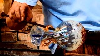 Murano Glass Blowing of a Flower Vase with 2 handles [upl. by Tolecnal]