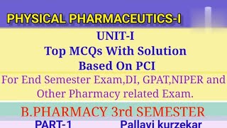 Unit l  MCQs of solubility studies Physical pharmaceutics l [upl. by Ecinrev64]