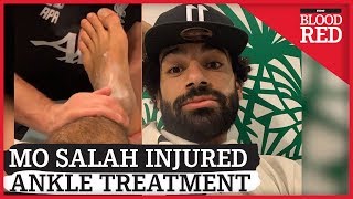 Liverpools Mohamed Salah Receives Treatment on Ankle Injury [upl. by Gnol]