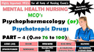 Psychiatric Drugs MCQ’s  Psychopharmacology  MCQs on PsychiatricMental Health Nursing [upl. by Herbst]