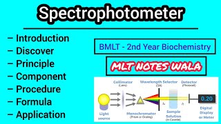 Spectrophotometer in Hindi Notes  Laboratory instrument  Biochemistry Notes MLT NOTES WALA [upl. by Anilef]