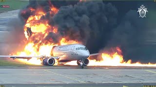 New footage shows 2019 plane crash at Moscow airport [upl. by Noda]