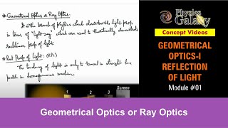 Class 12 Physics  Reflection of Light  1 Geometrical Optics or Ray Optics  For JEE amp NEET [upl. by Prudie]