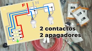 Como conectar dos apagadores y contacto  Instalaciones eléctricas [upl. by Acino]