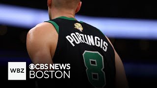 Celtics fans react to Porzingis injury announcement [upl. by Ecinad]