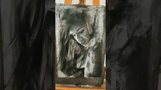 Portrait on black sheet trending drawing art sketch portrait artwork charcoal artist [upl. by Dace133]