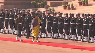 Ceremonial welcome of King Jigme Khesar Namgyel Wangchuck of Bhutan at Rashtrapati Bhavan [upl. by Ydnal]