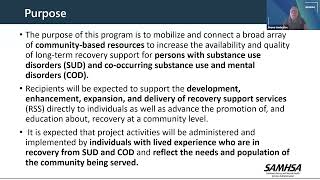 SAMHSA Building Communities of Recovery BCOR PreApplication Webinar [upl. by Eelesor114]