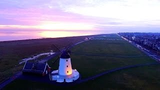 Lytham St Annes sunset windmill pier and beach shot from above with drone [upl. by Sayce]