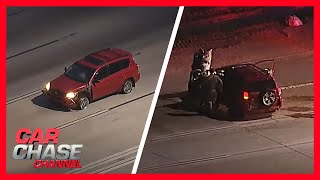 FULL CHASE Woman drives on shredded tires during lengthy pursuit in Los Angeles [upl. by Octavia]