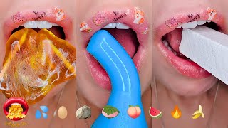 Satisfying ASMR Eating EMOJI FOOD CHALLENGE FROZEN HONEY JELLY CORNSTARCH Mukbang 먹방 [upl. by Nagard418]