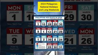 2024 Philippine National Holidays and Long Weekends 2024PhilippineHolidays LongWeekends EkimWorld [upl. by Thurlough]