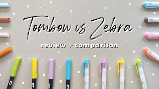 Tombow Dual Brush Pens vs Zebra Midlliner Brush Pens  Review  Comparison [upl. by Ainit]