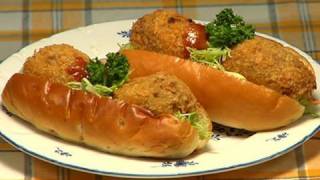 How to Make Korokke Pan Japanese Potato and Meat Croquette Bun Recipe  Cooking with Dog [upl. by Heath]