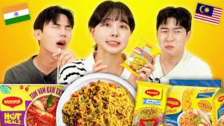 Koreans Try Indian amp Malaysian Maggi For The First Time  KATCHUP [upl. by Bette260]