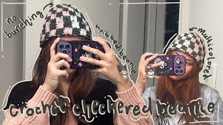 How to Crochet a Multicolored Checkered Beanie  Beginer Tutorial [upl. by Haven14]