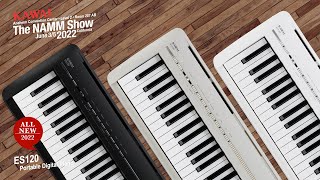 Kawai ES120 Digital Piano  Kawai Unveils the New ES120 Portable Digital Pianos at NAMM 2022 [upl. by Noe]