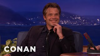 Timothy Olyphant Outs The One DBag On quotJustifiedquot  CONAN on TBS [upl. by Lehsar]