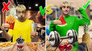 MANGIAMO SOLO CIBO SANO VS CIBO SPAZZATURA PER 24 ORE 😱🤯 challenge finita male [upl. by Anaela]