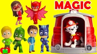 PJ Masks Save the Day With Paw Patrol Marshall Magical Pup House [upl. by Fenner]