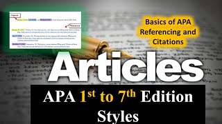 Basics of APA Citing and Referencing  Different Editions of APA  1st to 7th APA Edition [upl. by Brander310]