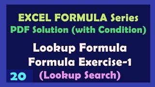 Lookup Search Formula  Formula Exercise 1  Excel Formula PDF Solution series  Part 20 [upl. by Anez733]