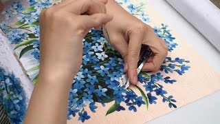 Embroidery by hand for a beautiful embroidery picture  Embroidery Art  Blue Phlox Flowers pattern [upl. by Reddin277]