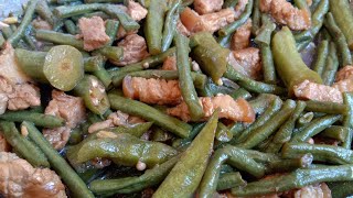 adobong sitaw na may okra at baboy cooking [upl. by Ayhdiv]