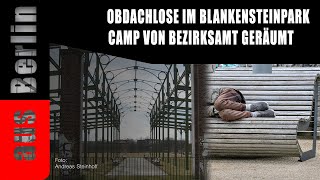 OBDACHLOSE IM BLANKENSTEINPARK CAMP VON BEZIRKSAMT GERÄUMT aus berlin [upl. by Necyrb]