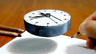 3D Trick Art on Paper Floating Clock Optical Illusion [upl. by Haslett]