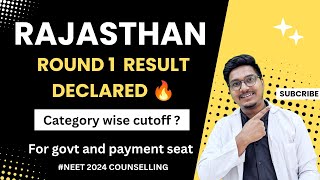 Rajasthan state Round 1 cutoff  category wise cutoff   Dr Counsellor Neet [upl. by Other107]