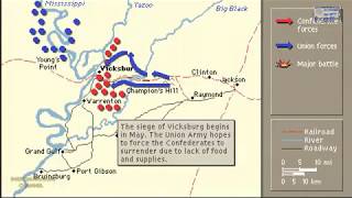 CAMPAIGN OF VICKSBURG ANIMATION ON A MAP [upl. by Husha]