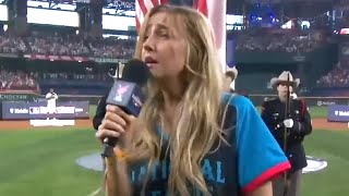 Viral Sensation Ingrid Andress National Anthem Blunder at Home Run Derby [upl. by Worlock]