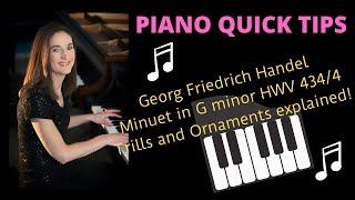 Handel Minuet in G minor HWV 4344 piano tutorial How to play the ornaments and trills [upl. by Atnohs874]