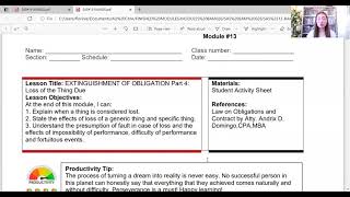 MODULE 13 THE EXTINGUISHMENT of OBLIGATION PART 4 — LOSS OF THE THING DUE [upl. by High]