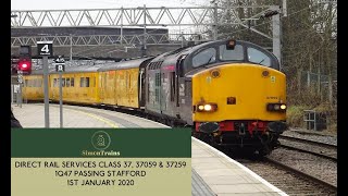 DRS Class 37 37059 amp 37259 1Q47 passing Stafford 1st January 2020 [upl. by Ydieh]