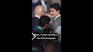 Biden Trudeau and Meloni miss G20 photograph [upl. by Derfla]