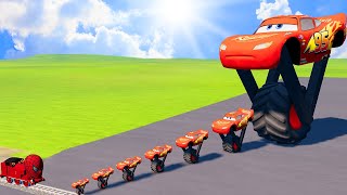 TRANSPORTING PIXAR CARS amp FRUITS WITH COLORED amp JOHN DEERE vs CLAAS vs TRACTORS  BeamNGdrive 962 [upl. by Alphonse]