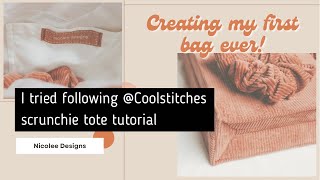 I tried following Cool Stitches scrunchie tote tutorial  Making my first bag ever GIVEAWAY [upl. by Boeke]