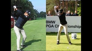 Rafael CabreraBello golf swing Driver faceon amp Downtheline BMW PGA Wentworth May 2018 [upl. by Emiatej]