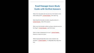 Food Manager Exam Study Guide with Verified Answers [upl. by Raknahs]